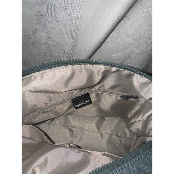 Kipling Shoulder Bag Tote Crossbody Green Nylon w/ Monkey Keychain ELIN HB7697 - Picture 15 of 16